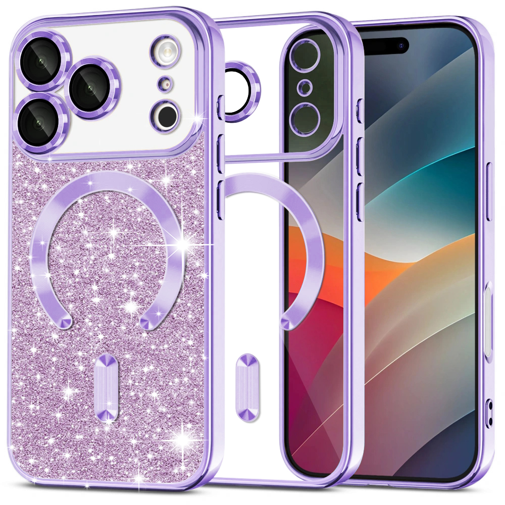 Levně Techsuit Luxury Glitter MagSafe pro iPhone 17 Pro světle fialová
