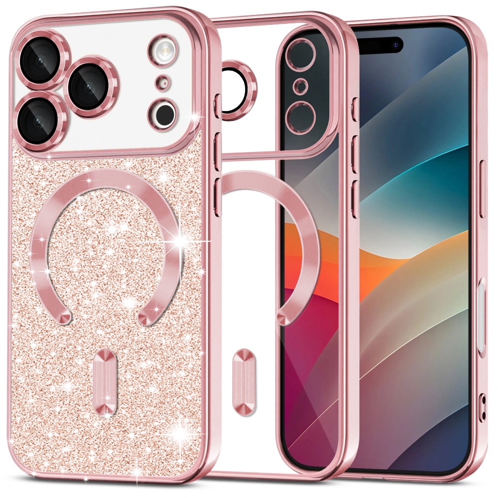Levně Techsuit Luxury Glitter MagSafe pro iPhone 17 Pro růžově zlatý