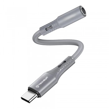 Techsuit Premium Cable Adapter SoundFleX AC1 Type-C na 3.5mm Jack šedý