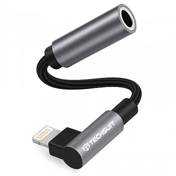 Techsuit Premium Cable Adapter MusicDoX AC6 Lightning na 3.5mm Jack Hi-Fi zvuk 3A 0.1m šedý