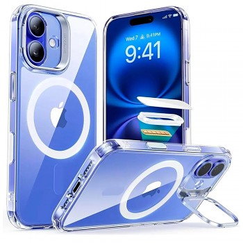 ESR Classic Hybrid HaloLock Kickstand pro iPhone 16 průhledný