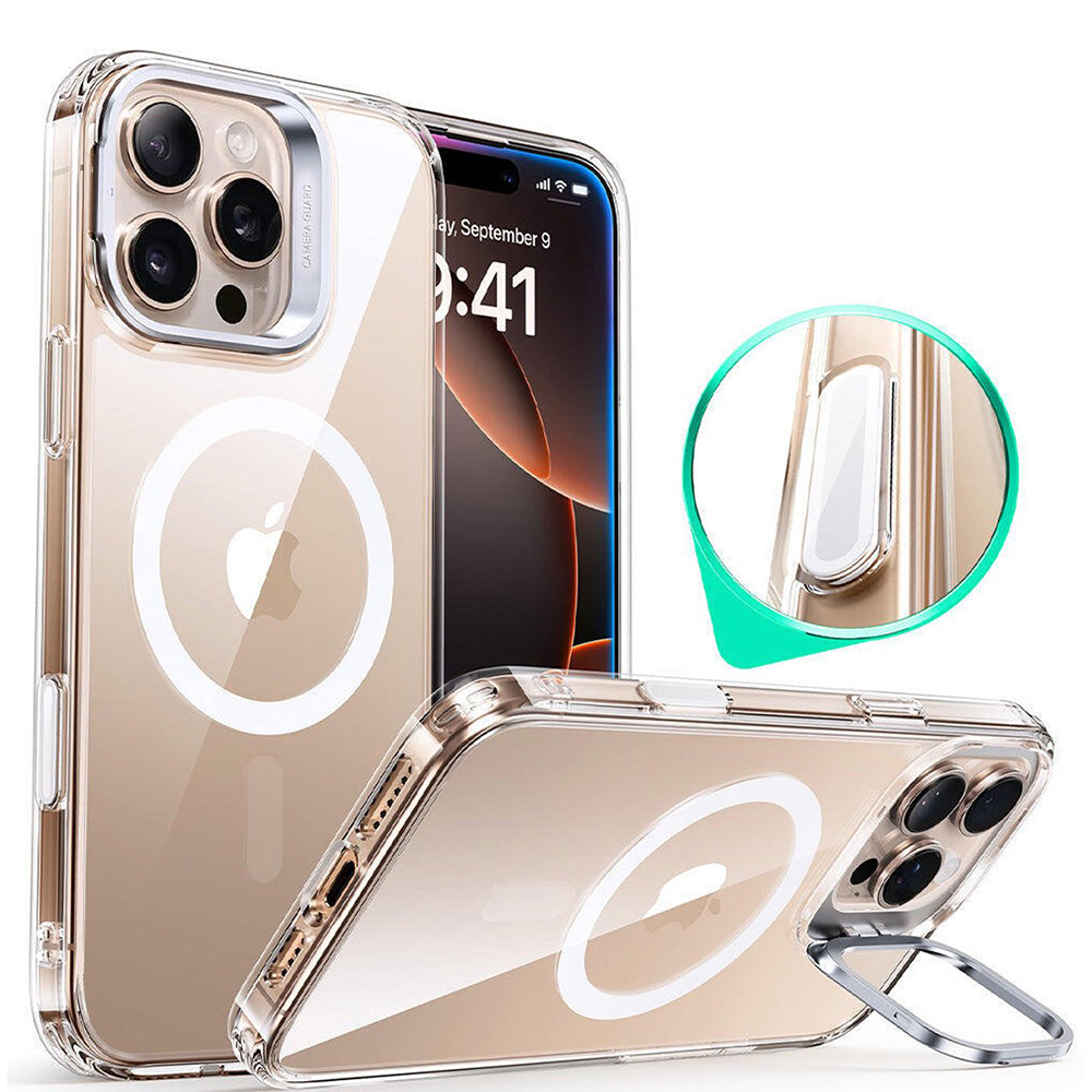 Levně ESR Classic Hybrid HaloLock Kickstand pro iPhone 16 Pro průhledný