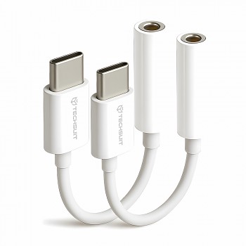 Techsuit 2 ks adaptér MusicBox AC18 Type-C na 3.5mm Jack bílý