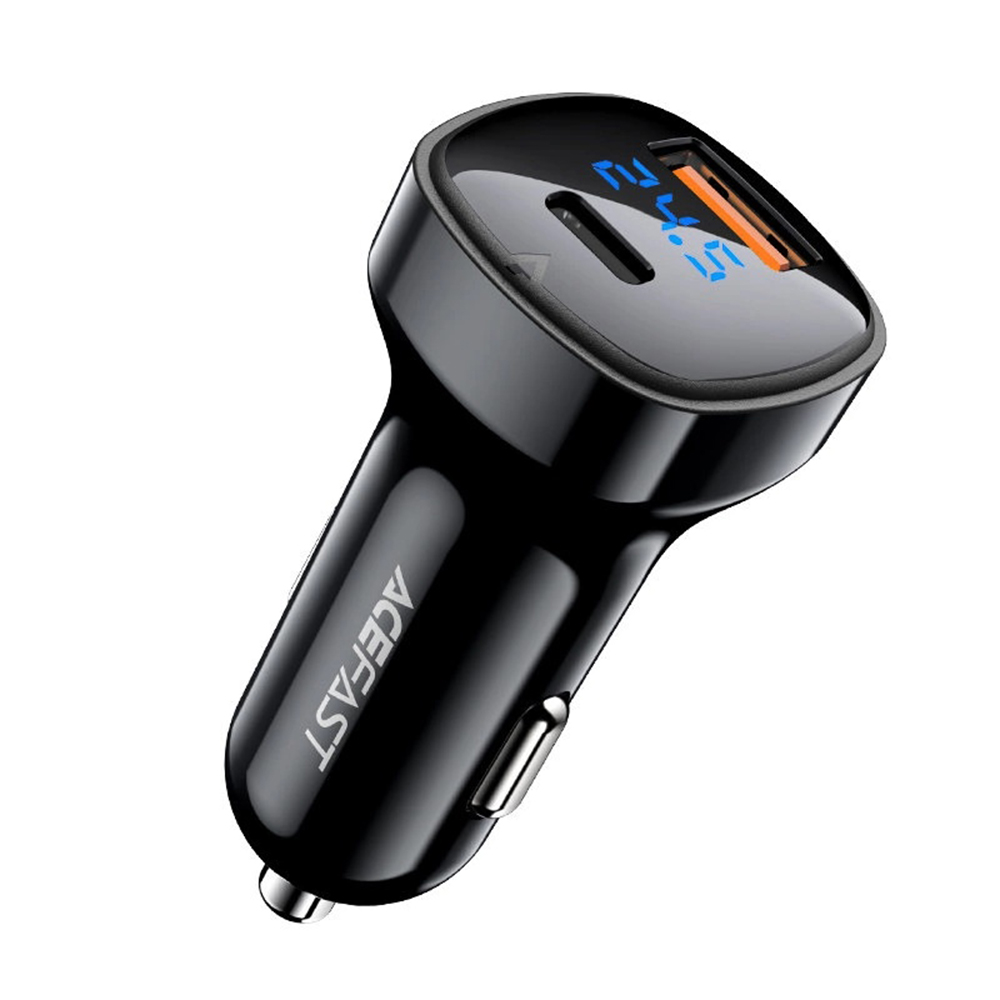 Levně Acefast Car Charger B4 s digitálním displejem rychlonabíjení USB Type-C 66W černá