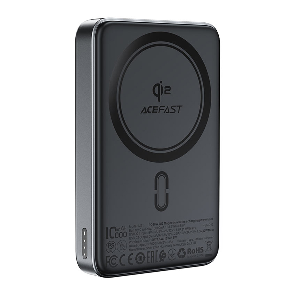 Levně Acefast Magnetic Power Bank M11-10000 Type-C 10000mAh černá