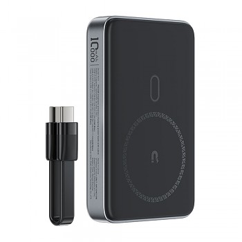 Acefast Magnetic Wireless Power Bank M10-10000 s kabelem Type-C černá