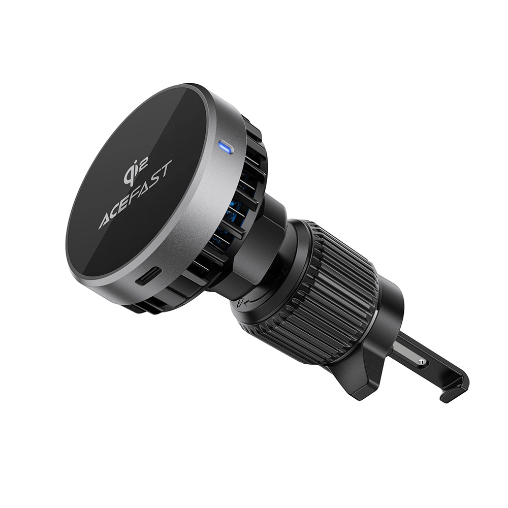 Acefast Držák do auta s bezdrátovým nabíjením D40 na větrák kovově šedý