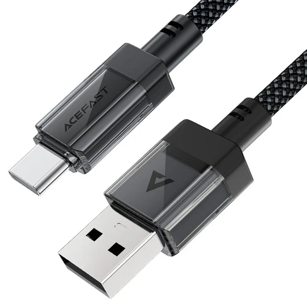 Levně Acefast Data Cable C12-04 Rychlonabíjecí USB na Type-C 3A Černý 1.2m