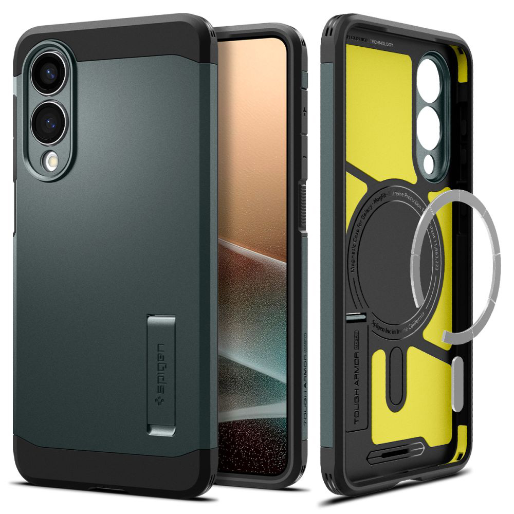 Levně Spigen Tough Armor MagSafe Samsung Galaxy S25 Edge Zelená propast
