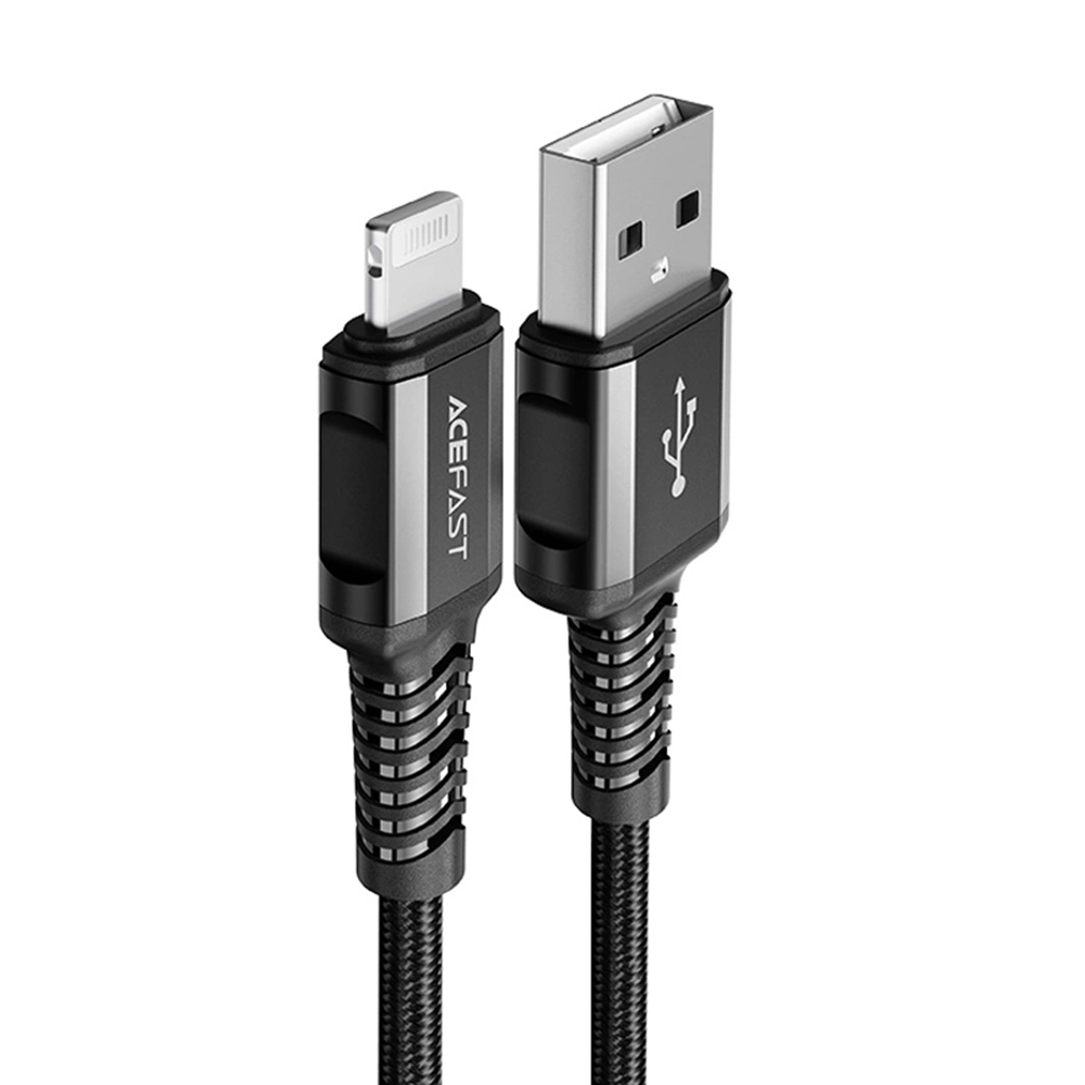 Levně Acefast Datový kabel C1-02 USB na Lightning 2.4A rychlé nabíjení MFi 1.2m černý