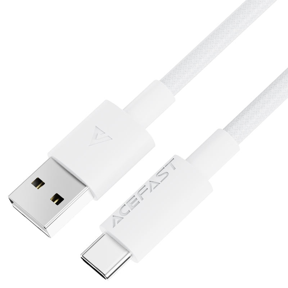 Levně Acefast Datový kabel USB na Type-C Rychlonabíjecí 3A Odolný 1.2m Bílý