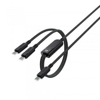 Acefast Data Cable C5-11 Rychlonabíjecí USB-C na 2x Type-C 1.2m černý