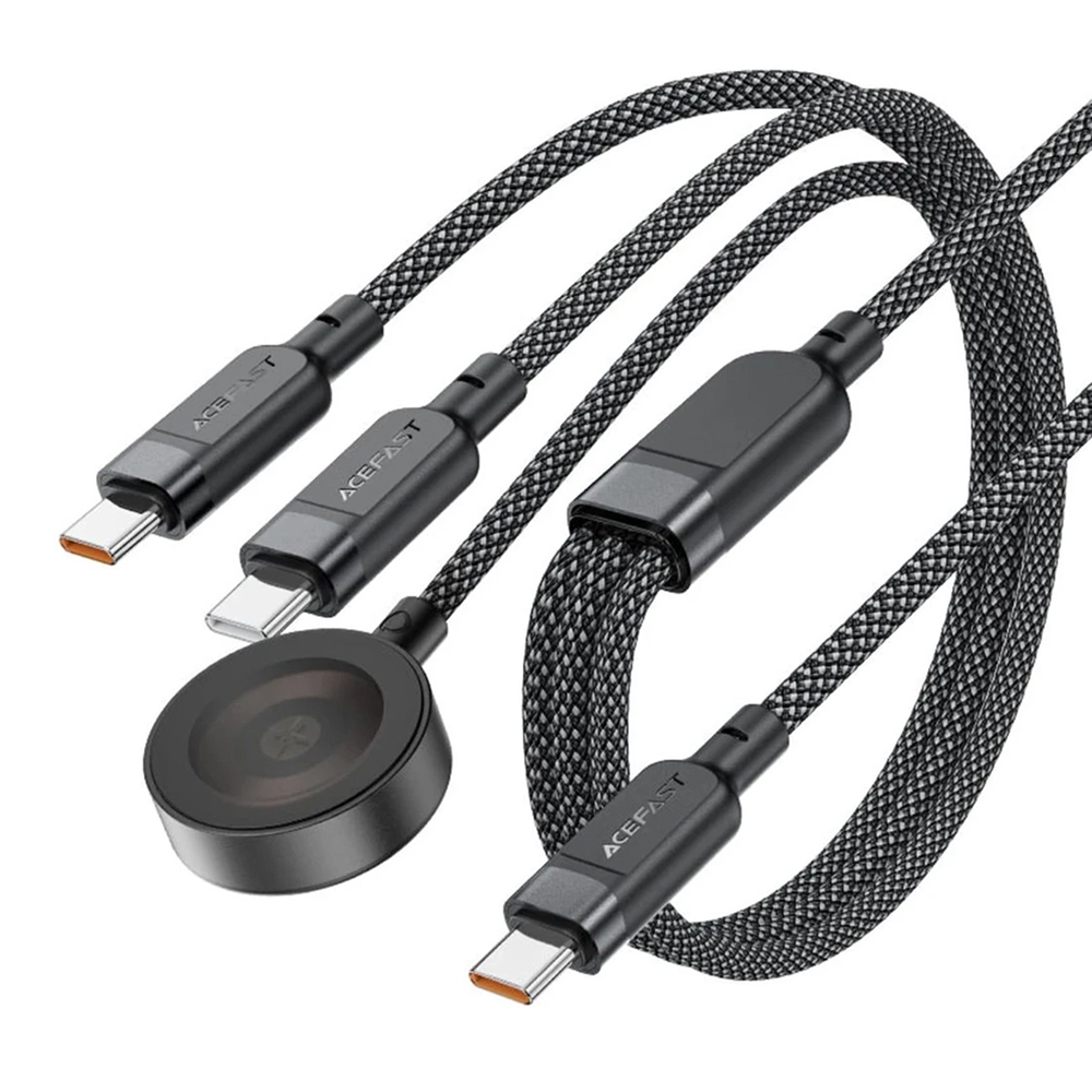Levně Acefast Datový kabel C6-11 Rychlé nabíjení 2x Type-C Bezdrátová nabíječka USB-C 3v1 1.2m Černá