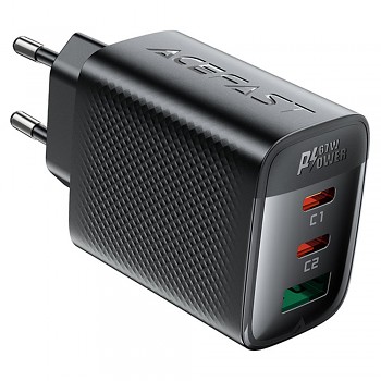 Acefast Wall Charger A108 GaN Rychlonabíječka 2x Type-C USB 67W 3A Smart Chip černá