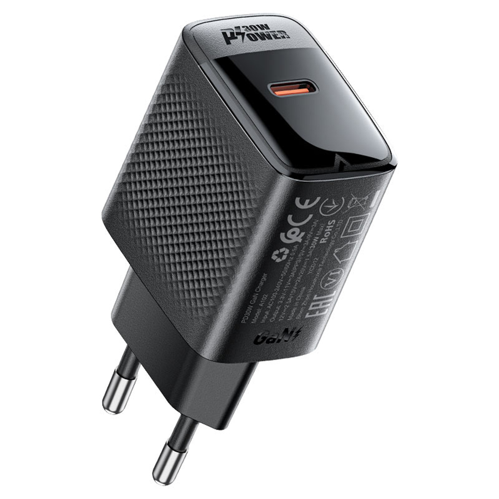 Levně Acefast Wall Charger A102 GaN Rychlonabíječka Type-C PD30W Smart Chip černá