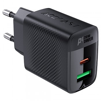 Acefast Wall Charger A78 GaN Rychlonabíječka USB Type-C PD20W 5V/3A Smart Chip černá