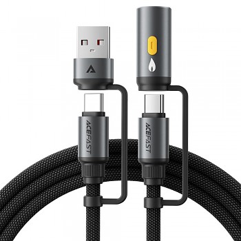 Acefast Data Cable J6 Multifunkční Rychlonabíjecí USB USB-C na Type-C Zapalovač 60W 3A 1.2m Černá