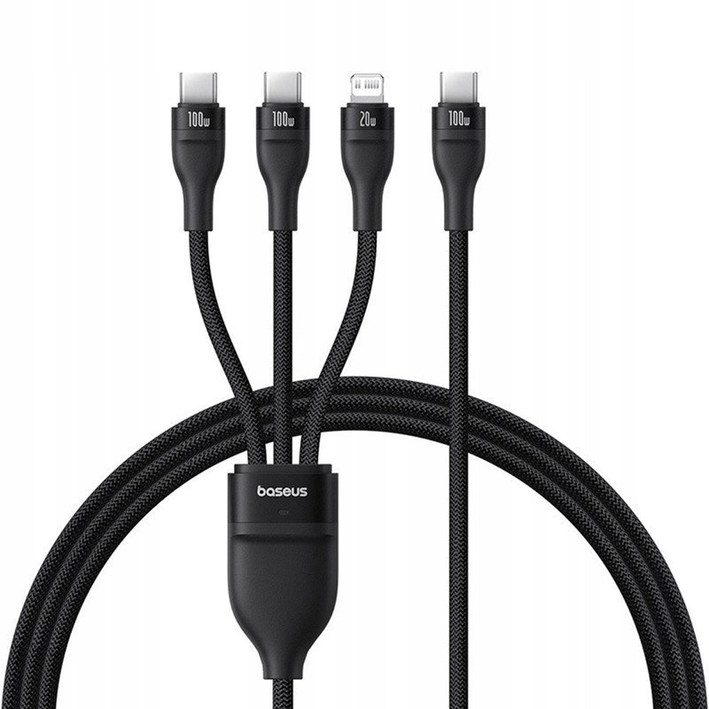 Levně Baseus Data Cable Flash Series 3 USB-C na 2x USB-C Lightning 1.5m černý