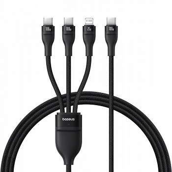 Baseus Data Cable Flash Series 3 USB-C na 2x USB-C Lightning 1.5m černý