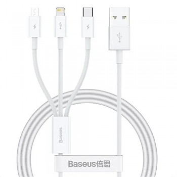 Baseus datový kabel USB na USB-C Lightning Micro-USB 100W 1.5m bílý