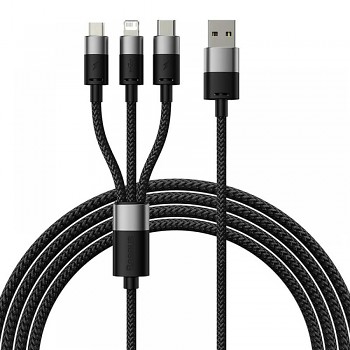 Baseus Data Cable StarSpeed rychlonabíjecí USB na Lightning Micro-USB USB-C 1.2m černý