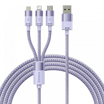 Baseus Data Cable StarSpeed 1.2m rychlonabíjecí fialový USB Lightning Micro-USB USB-C