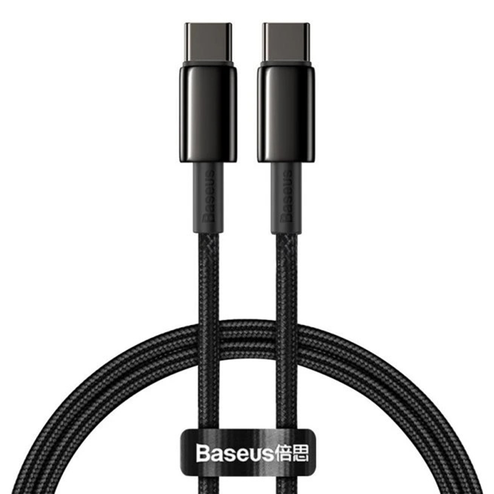Levně Baseus Data Cable Tungsten Gold CATWJ-01 Type-C na Type-C Rychlé nabíjení 100W 1m černá
