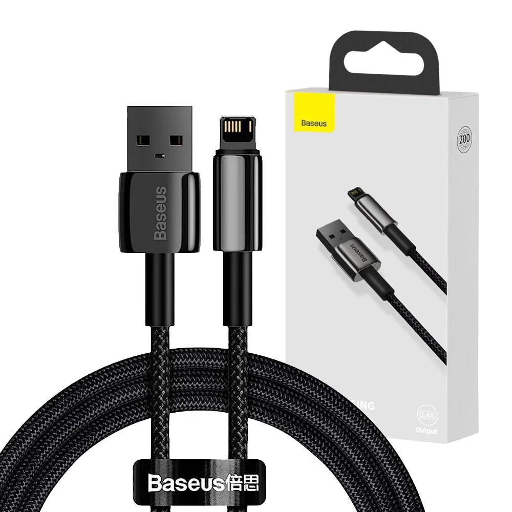 Levně Baseus Data Cable Tungsten Gold USB-A na Lightning 2m černý