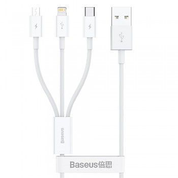 Baseus datový kabel USB na Type-C Lightning Micro-USB 3.5A 0.5m bílý