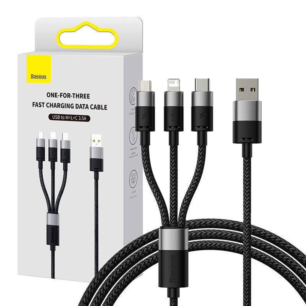 Levně Baseus kabel StarSpeed USB na Type-C Lightning Micro-USB 100W 1.5m černý