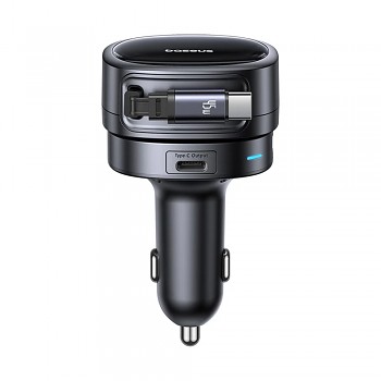 Baseus Car Charger PrimeTrip VR1 s navíjecím kabelem 2 x Type-C USB 60W černá