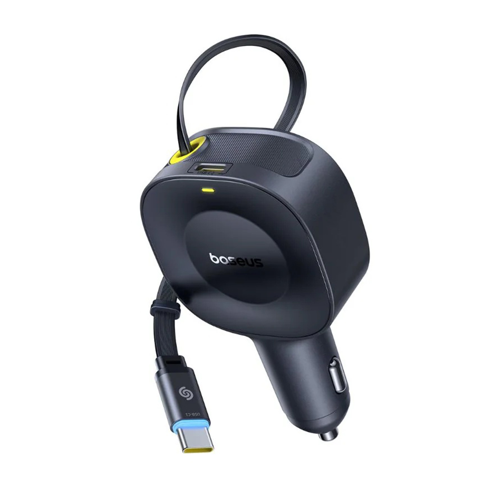 Levně Baseus Car Charger PrimeTrip VR2 s navíjecím kabelem 2 x Type-C 30W černý
