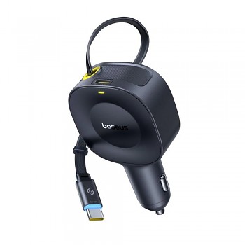 Baseus Car Charger PrimeTrip VR2 s navíjecím kabelem 2 x Type-C 30W černý