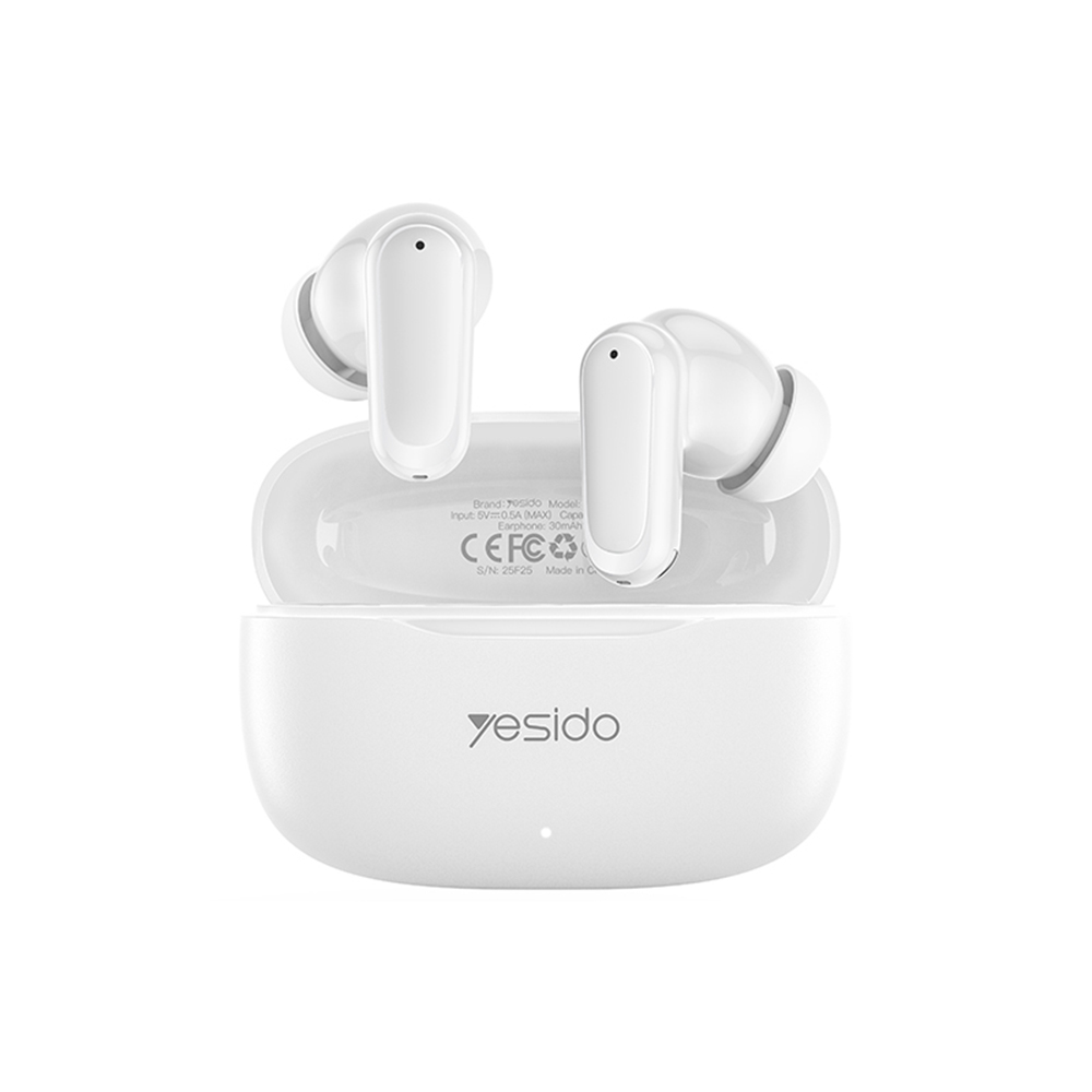 Yesido bezdrátová sluchátka TWS38 bílá Bluetooth 5.4 mikrofon 250mAh