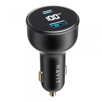 Havit Car Charger CC100W USB Type-C PD100W PC s digitálním displejem černý