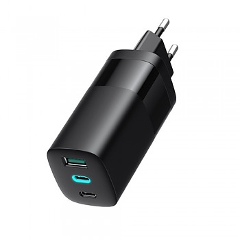 Havit Wall Charger UC10 2x Type-C USB PD65W Rychlé Nabíjení Černý