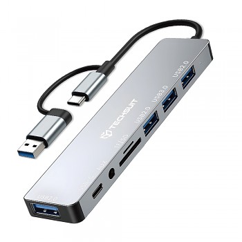 Techsuit Docking Station DataBridge 8 in 1 H9 USB Type-C šedá