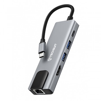 Techsuit Docking Station NetBridge 5 in 1 H1 Type-C Šedá