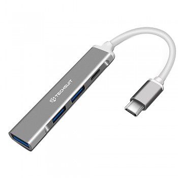 Techsuit Docking Station PolarisBridge 4 v 1 (H18) USB-C na USB Šedá Bílá