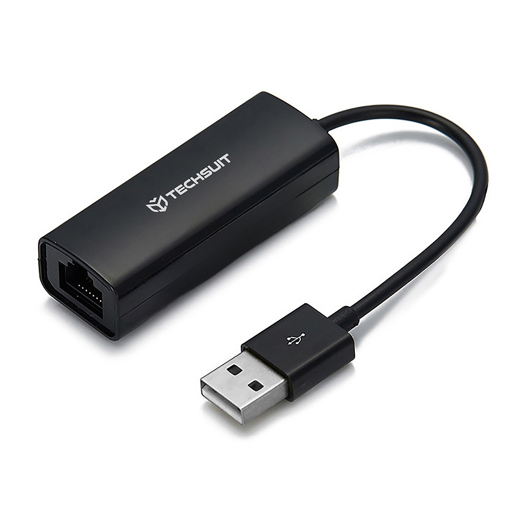 Levně Techsuit Ethernet adaptér NetLink (AC19) USB samec na RJ45 LAN port samice 100Mbps ABS černý