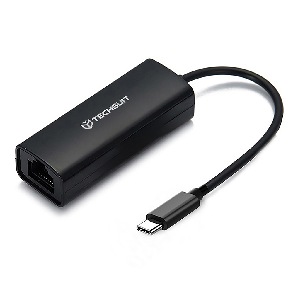 Levně Techsuit Ethernet adaptér NetLink (AC20) Type-C samec na RJ45 samice 100Mbps ABS černý