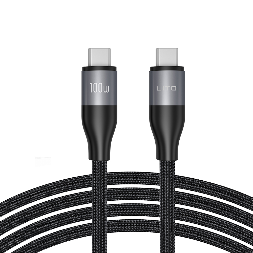 Levně Lito Data Cable LD25CC Type-C na Type-C Rychlé nabíjení Pletený nylon 2m Šedá