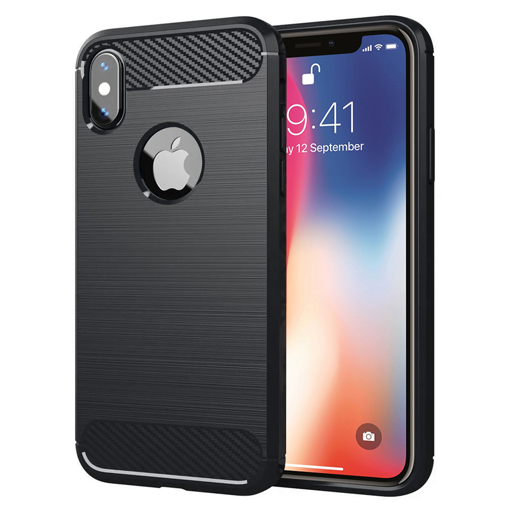 Levně Techsuit Carbon Silicone pro iPhone X iPhone XS černý