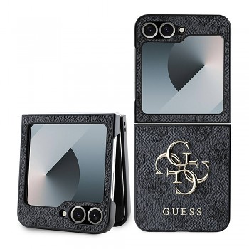 Guess Leather 4G Metal Logo pouzdro Samsung Galaxy Z Flip6/Flip7 FE černé