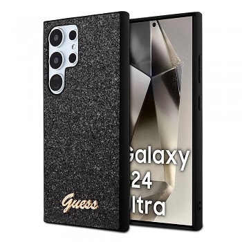 Guess Glitter Script pouzdro Samsung Galaxy S24 Ultra černé