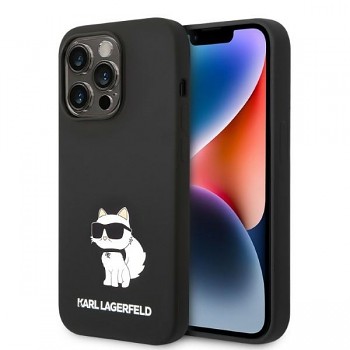 Karl Lagerfeld Silicone pouzdro iPhone 14 Pro Max Choupette černé