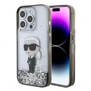Karl Lagerfeld Hardcase Liquid Glitter iPhone 15 Pro průhledný Ikonik