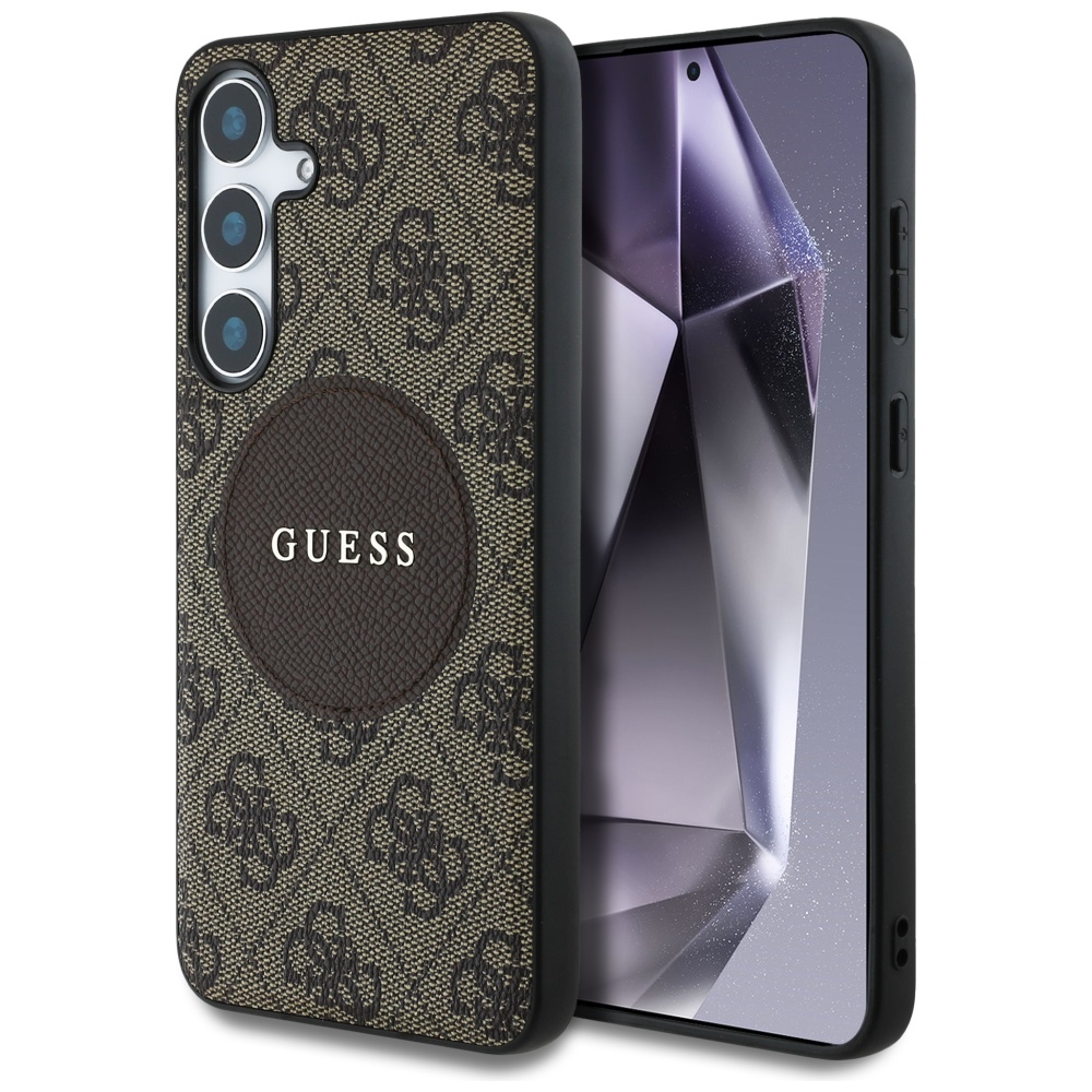 Levně Guess 4G Circle Classic Logo MagSafe Samsung Galaxy S25 Plus hnědá