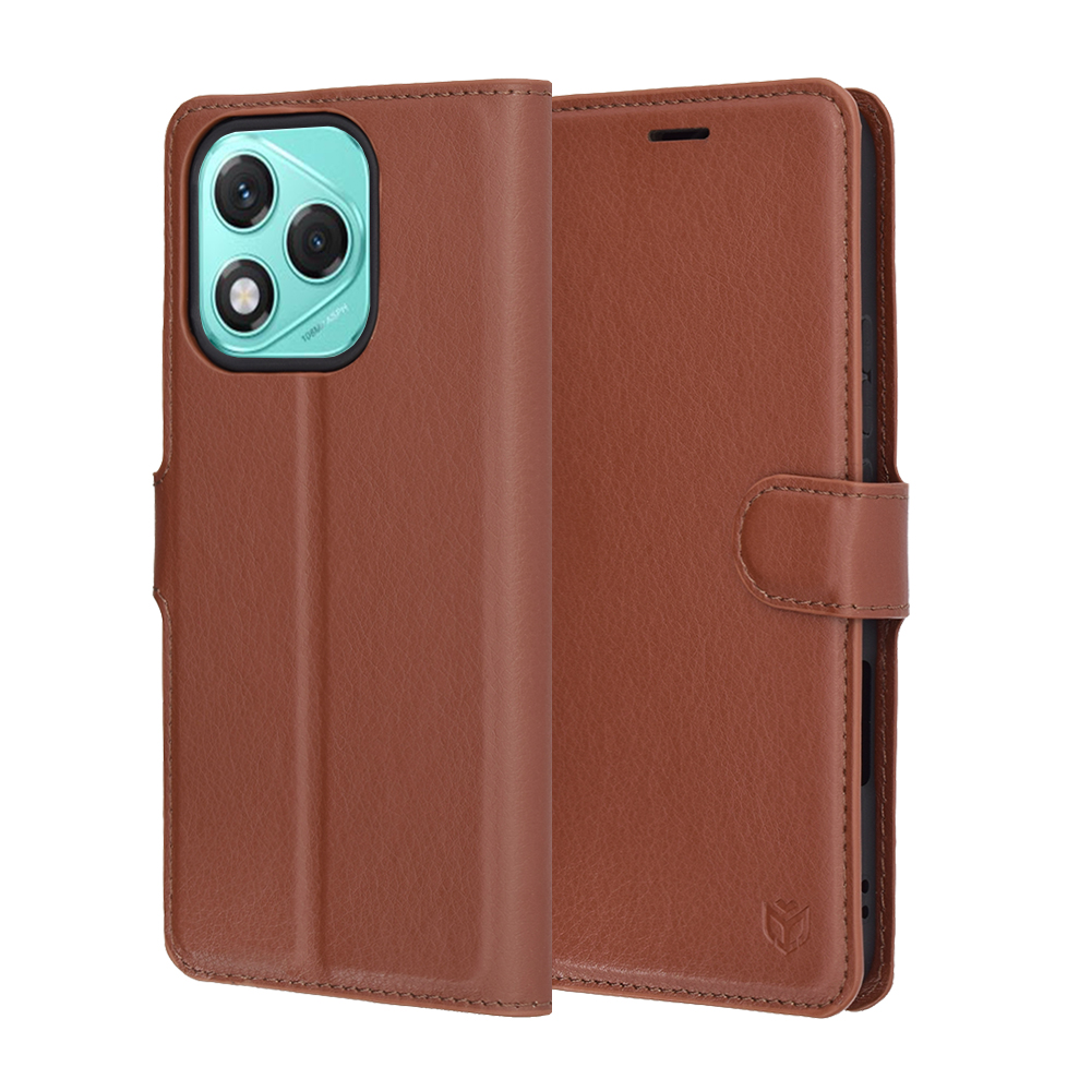 Levně Kožené pouzdro Techsuit Honor 400 Lite hnědé