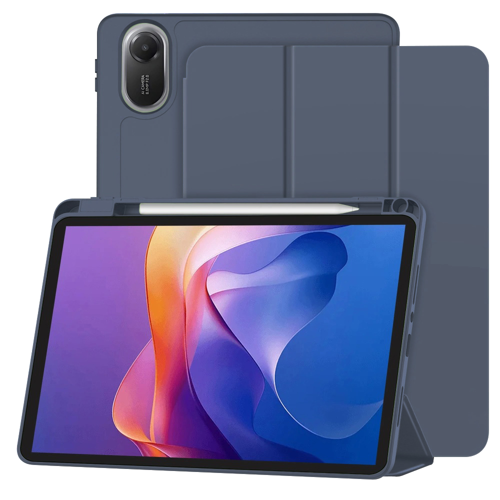 Levně Pouzdro Techsuit Flex Trifold s držákem na tužku pro Xiaomi Redmi Pad 2 tmavě modré